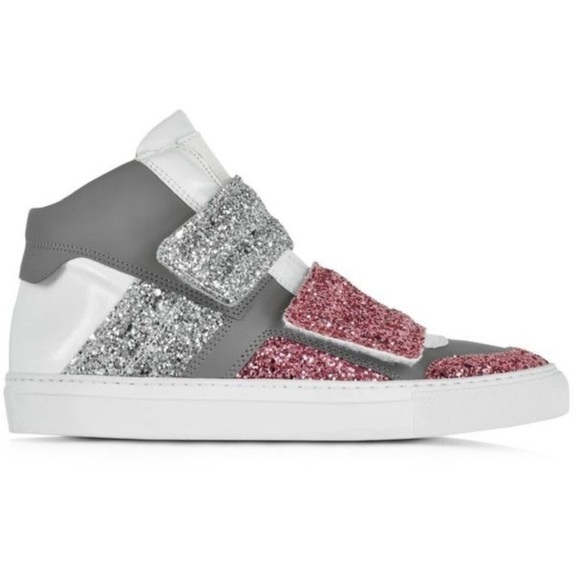 MAISON MARGIELA MM6 Glitter High Top Sneakers size 37.5. - Picture 1 of 10
